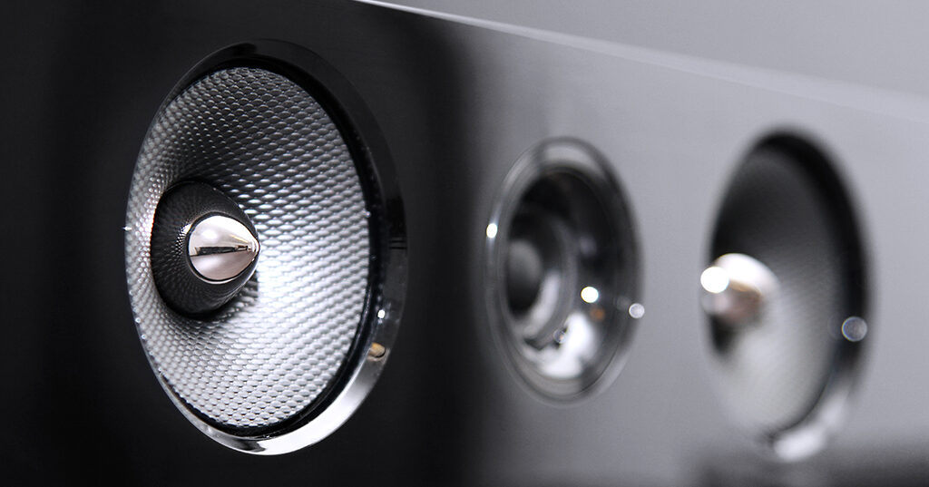 closeup of soundbar speaker